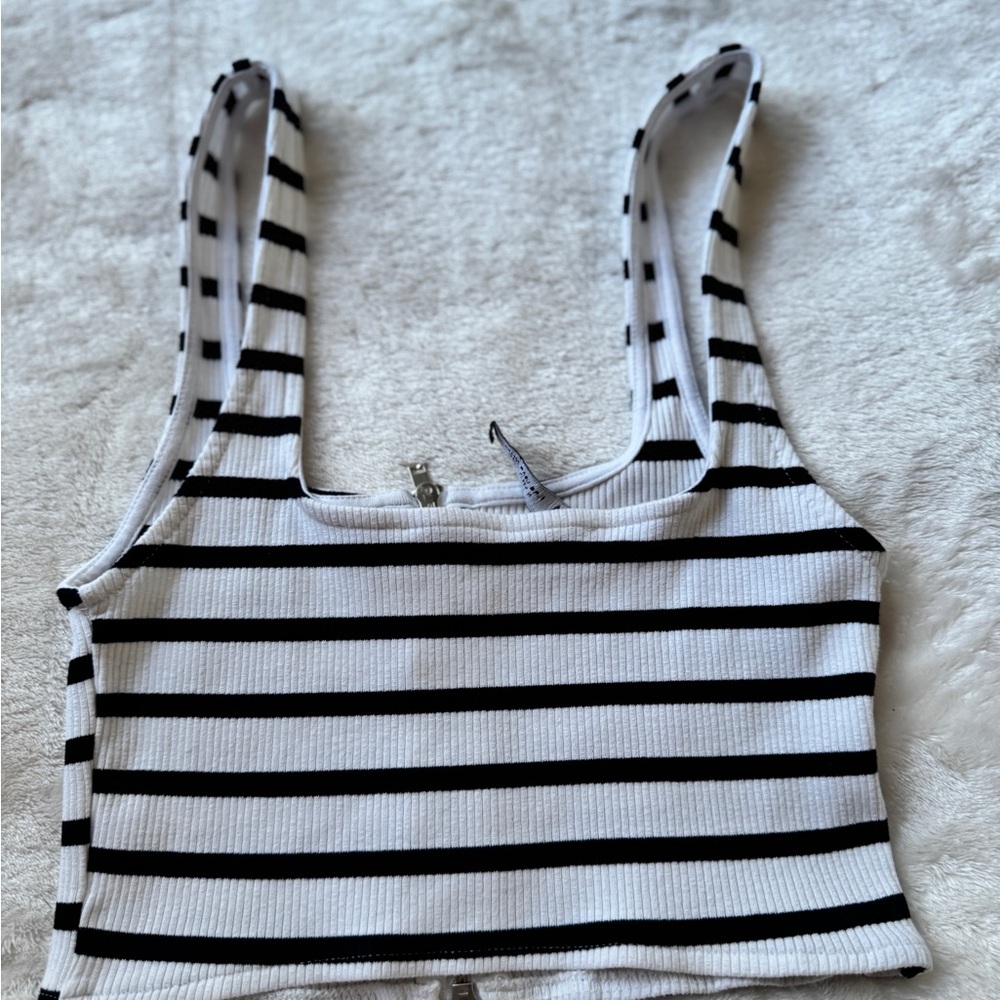 Zara Black and White Striped Top